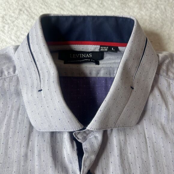 Levinas 16/16.5 35/36 Men’s Dress Shirt Button Up Long Sleeve Office Lgt Purple - Picture 3 of 11